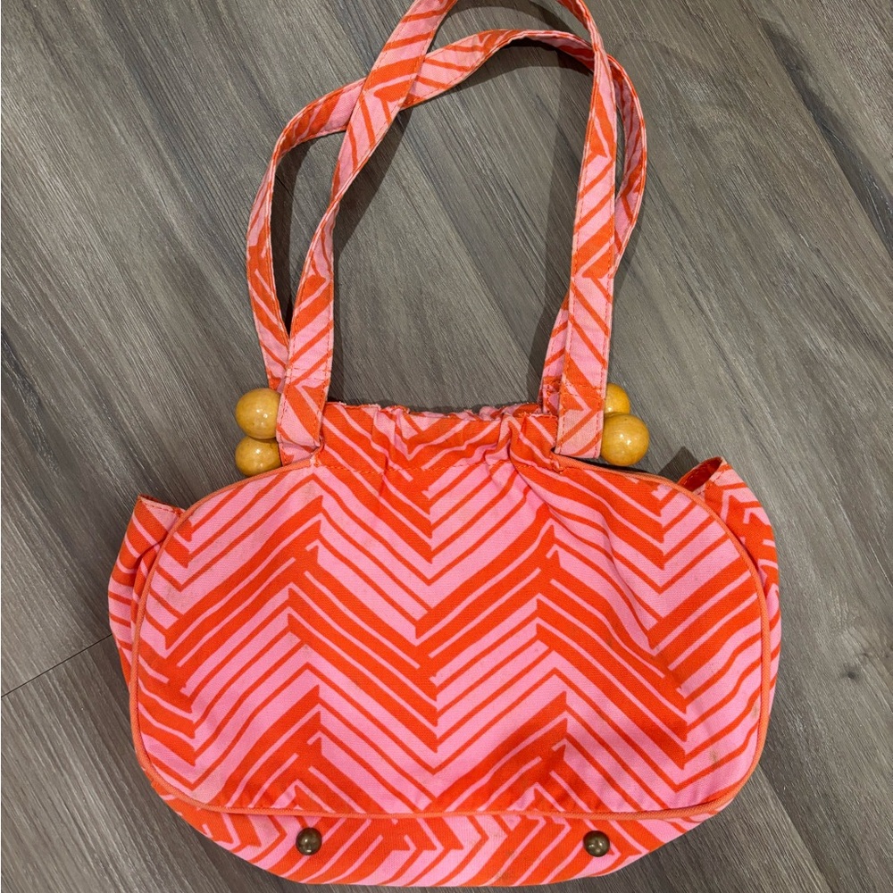Chevron Patterned Pink and Orange Women's Bag
